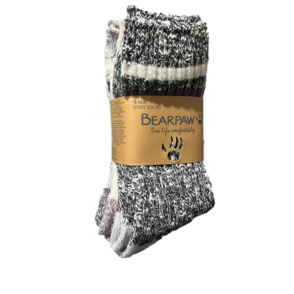 Bearpaw Ladies Boot Socks 4 Pack Black/purple/white/gray Size 5-10 NEW - Picture 2 of 7